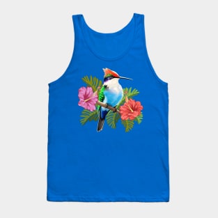 Hummingbird resting and Hibiscuses Tank Top